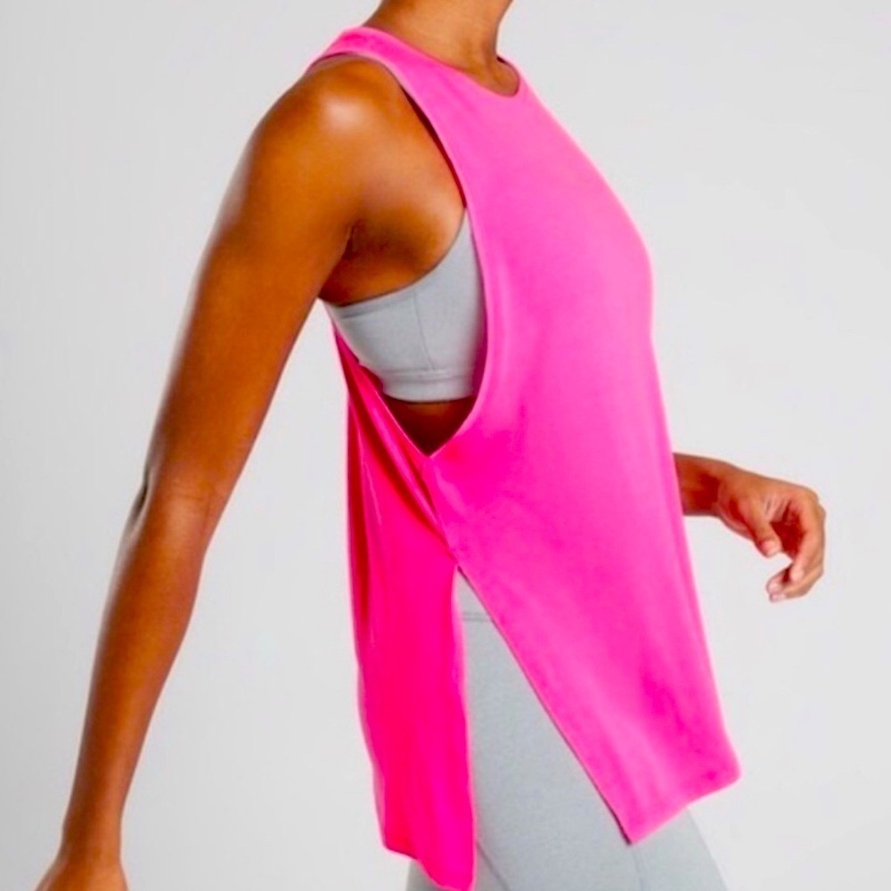 Athleta Pink Racerback Tank Top Small | 17” P2P, 26” Long, Side Vent